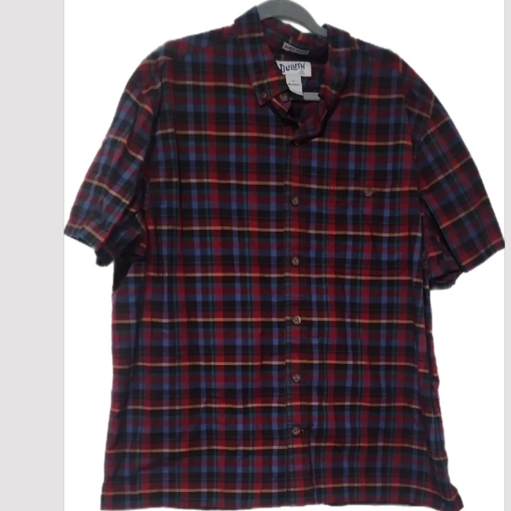 Duluth Trading Co Men’s Plaid Button Down Shirt Relaxed Fit Untucked